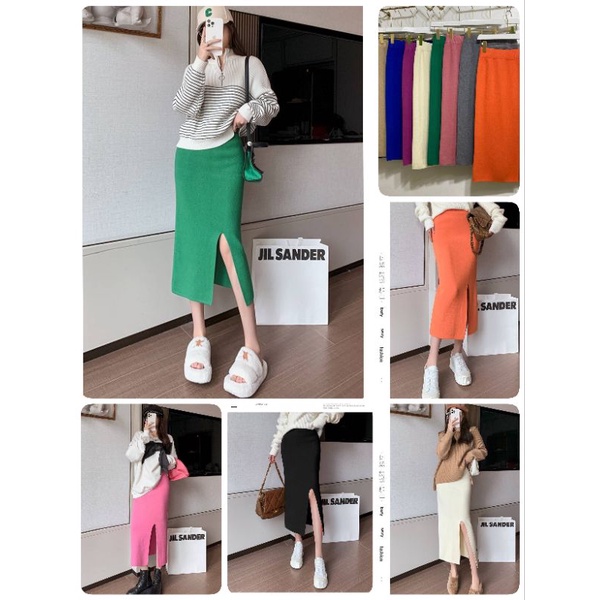 กระโปรงไหมพรม #ส่งฟรี⚘꒰ผ่าหน้า꒱ #Xy12 ฟรีไซส์ เอวก่อนยืด 25-36" สะโพก 34-44" ความยาว 28-29" มี 2รุ่น
