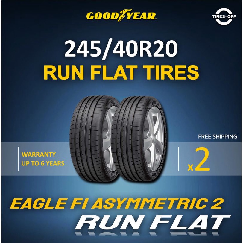 (ส่งฟรี) Goodyear 275/35R20 รุ่น EAGLE F1 ASYMMETRIC 2 RUN FLAT ยางใหม่ ผลิตปี2019 (2เส้น) ยางรถยนต์ขอบ18 225 40R18