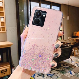 เคสโทรศัพท์มือถือแบบนิ่ม TPU ใส แต่งกลิตเตอร์ดาว ไล่โทนสี หรูหรา สําหรับ Realme 10 4G 5G 10T Realme10 5G Realme10 10Pro Pro Plus 10Pro+