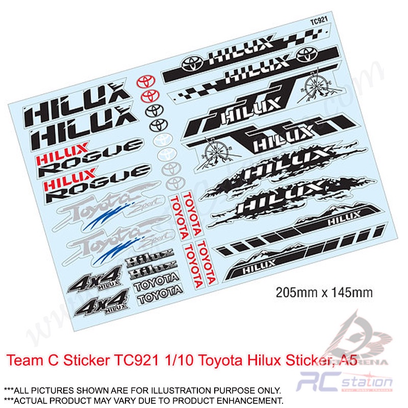 สติ๊กเกอร์ทีม C TC921 1/10 สติ๊กเกอร์ Toyota Hilux, A5