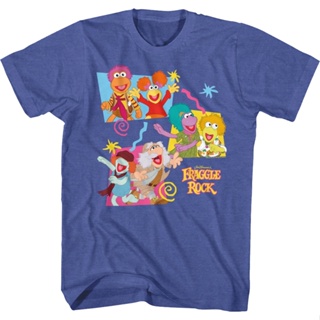 Retro Shapes Fraggle Rock T-Shirt เสื้อยืดสีขาว เสื้อสีขาว