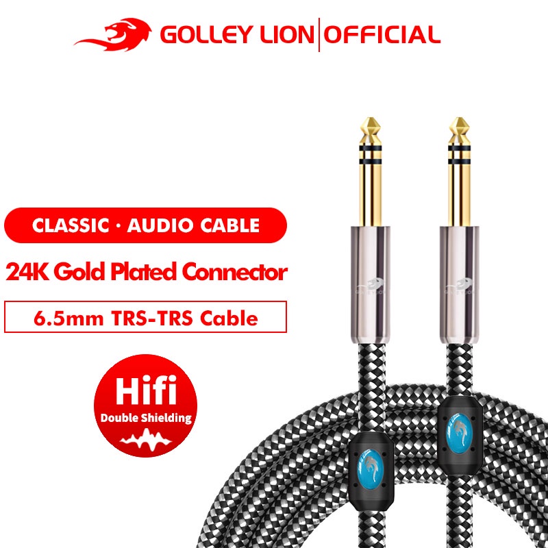 Golley Lion สายเคเบิ้ลเสียงสเตอริโอ Trs Male To Male Balanced 1/4 นิ้ว 6.5 มม. สําหรับเบสแอมป์สีขาว
