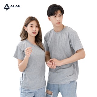 ALAN เสื้อยืดสีเทาอ่อน ท็อปดราย เสื้อยืดคอกลม ผ้านุ่ม ใส่สบาย ไม่ย้วย Unisex (ชาย-หญิง) เสื้อยืดสีพื้น เกรดพรีเมี่ยม