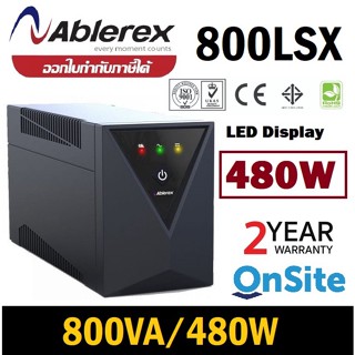 UPS (เครื่องสำรองไฟ) Ablerex 800LSX/480W (USB/RJ11/RJ45/)แสดงผลเป็นแบบ LED Display ประกัน 2 ปี Onsite ของแท้