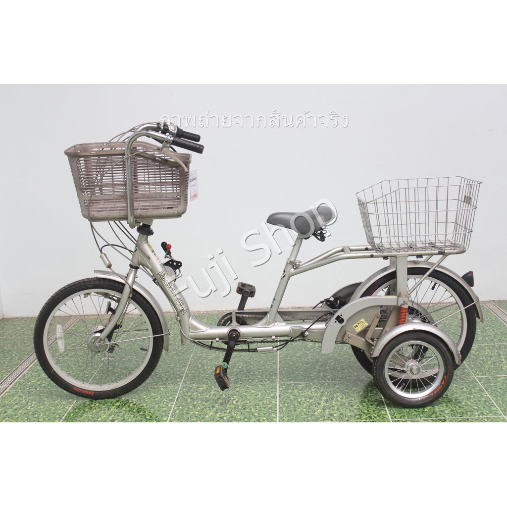 จักรยานสี่ล้อญี่ปุ่น - ล้อ 20 / 14 นิ้ว - มีเกียร์ - อลูมิเนียม - LAND WALKER - สีเงิน [จักรยานมือสอง]