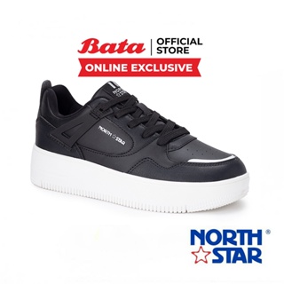 Bata บาจา ยี่ห้อ North Star รองเท้าสนีคเกอร์ รองเท้าลำลอง Sneakers รองเท้าผ้าใบใส่สบาย รองเท้าแฟชั่น แบบผูกเชือก สำหรับผู้ชาย รุ่น AIMI สีดำ 5206048