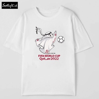 เสื้อยืดคอกลมSpotlight_id - เสื้อยืดผ้าฝ้าย พิมพ์ลาย WORLD CUP QATAR FIFA WORLD CUP 30S 30S 2022 30S สําหรับผู้ชาย และผู