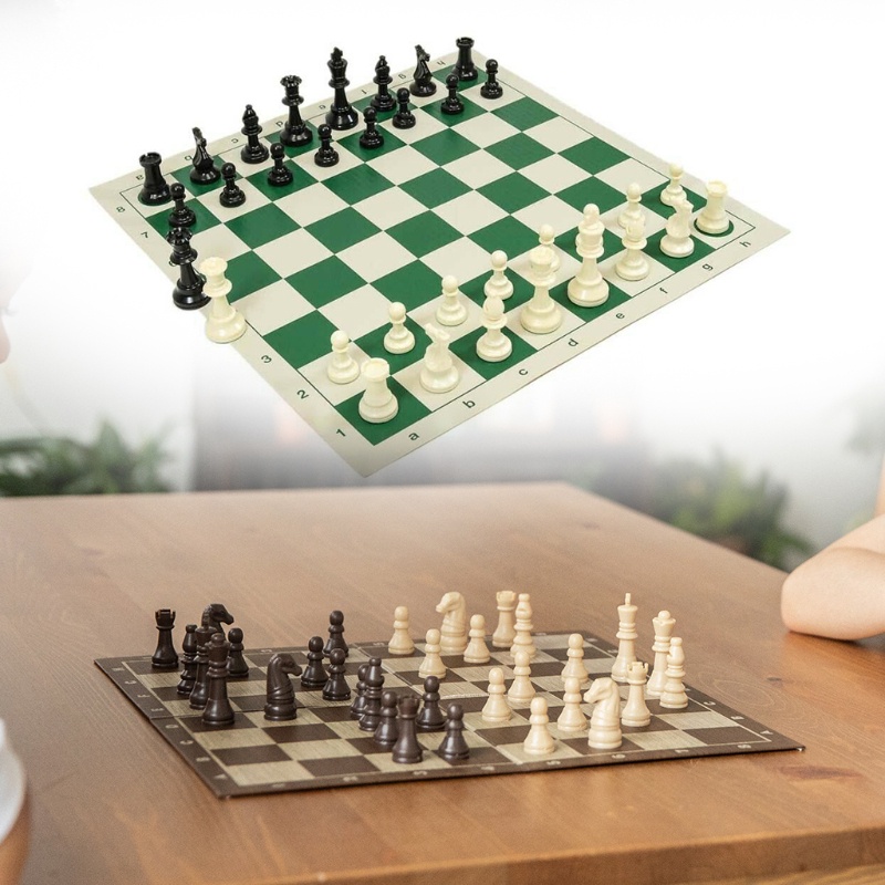 Chess Triple Weighted Pieces and Mousepad Board Chess Setl