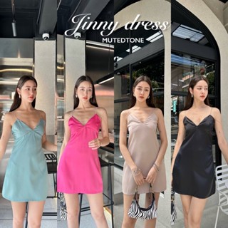 Mute - Jinny dress เดรสสั้นสายเดี่ยว สายเพชร ผ้าซาตินเงาๆ เนื้อหนาไม่ง้อซับ เดรสออกงาน เดรสเเซ่บๆ