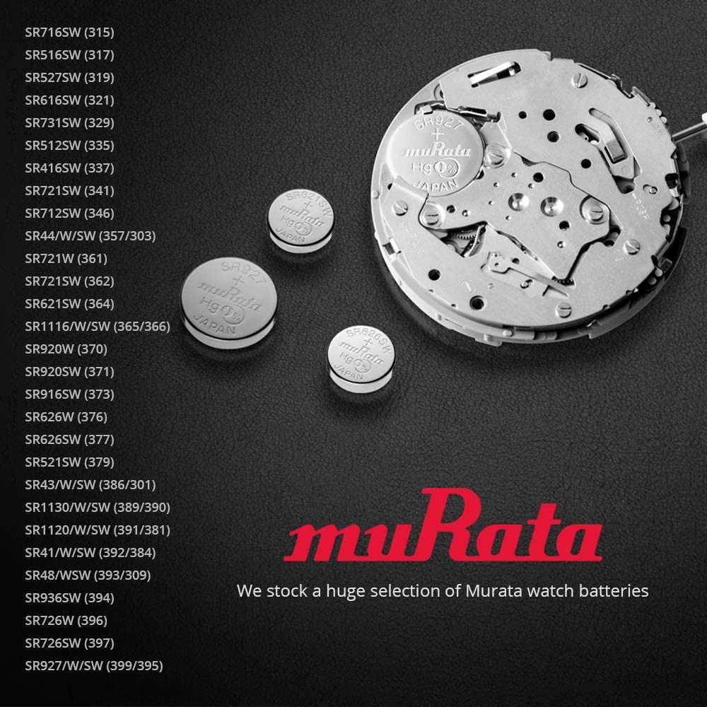 ถ่านกระดุม Murata 377/SR626SW ของแท้ Silver Oxide Battery 1.55V COIN (MADE IN JAPAN) พร้อมส่ง