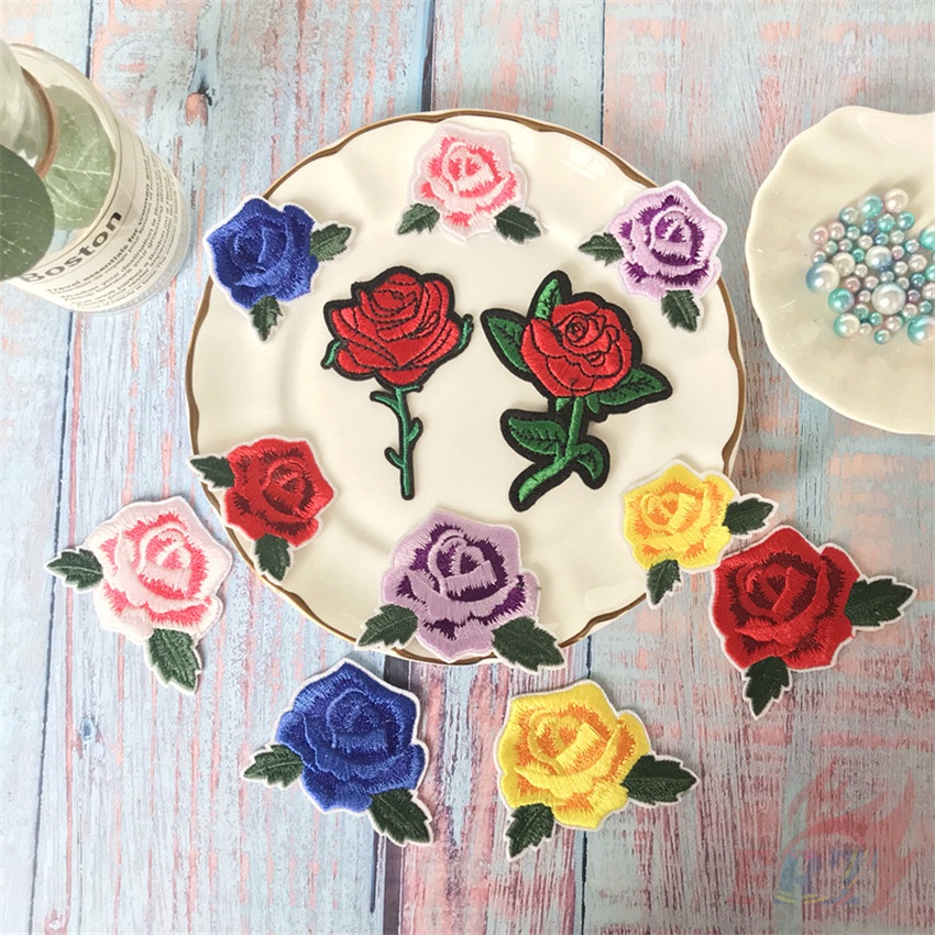 ☸ แผ่นแพทช์เหล็ก รูปดอกกุหลาบโรแมนติก - Series 02 ☸ แผ่นแพทช์รีดติดเสื้อ DIY 1 ชิ้น - รูปที่ 3