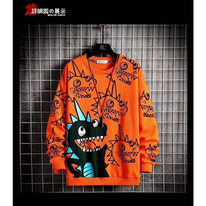 (ใหม่/พร้อมส่ง) เสื้อยืดแขนยาว เสื้อยืดคอกลม ใส่ได้ทั้งหญิงทั้งชาย รุ่นฮิตมาแรง ลายไดโนเสาร์ มี3สี รุ่นY05#