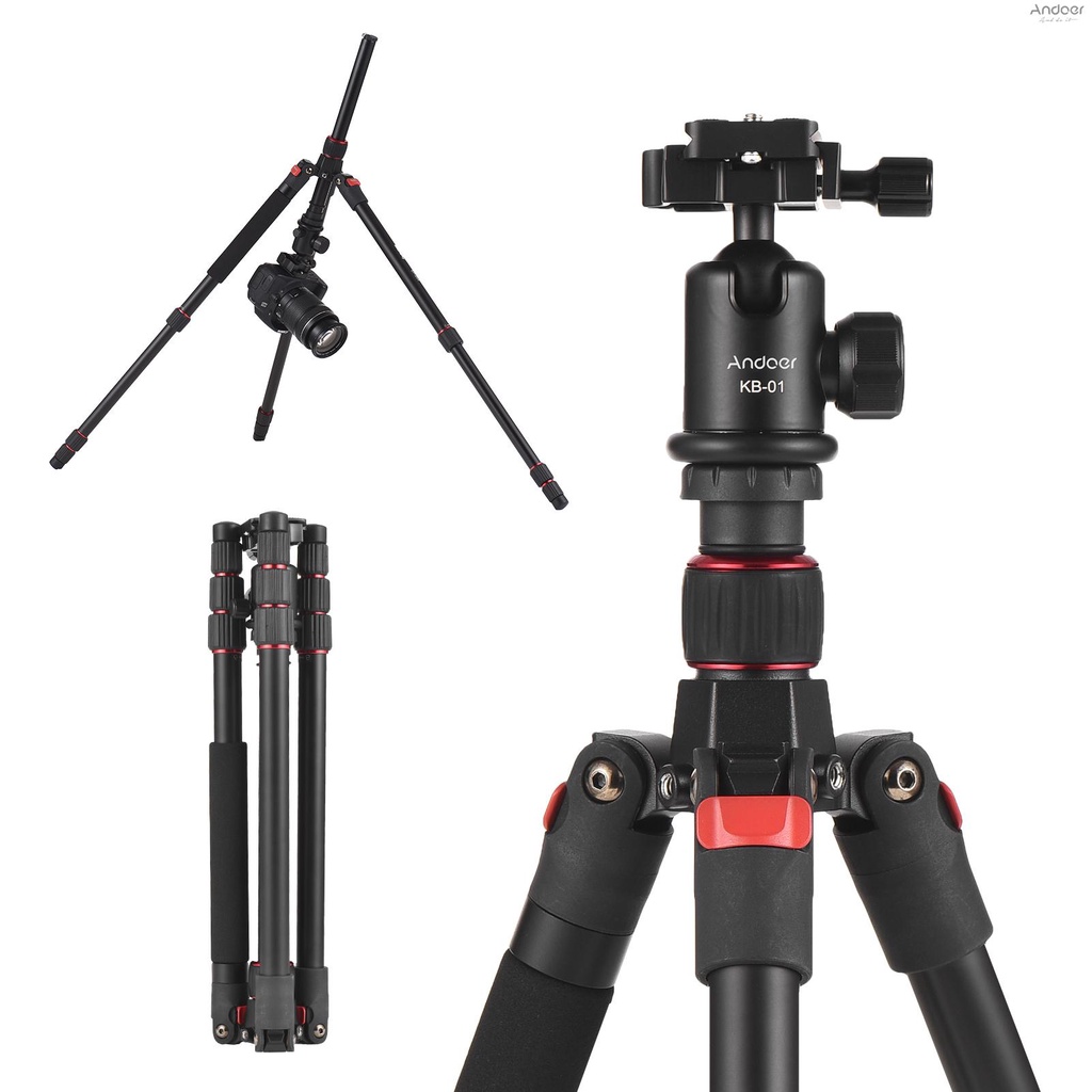 Tripods, Monopods, & Accessories 1417 บาท Andoer 153cm / 60in ขาตั้งกล้องอลูมิเนียมแบบพกพา 360 องศา°หัวบอลหมุนได้ ความจุ 10 กก. 22 ปอนด์ พร้อมกระเป๋า สําหรับกล้อง DSLR Smar Cameras & Drones