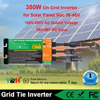 Y &amp; H 350 W Grid Tie Micro Inverter Mppt Pure Sine Wave Voc38-50 V Input Ac180-260 V Output สําหรับแผงเซลล์แสงอาทิตย์ 36V