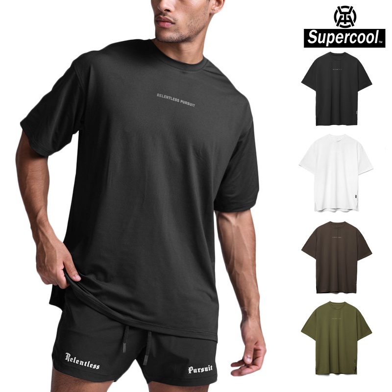 #SupercooL# เสื้อยืดผู้ชายฤดูร้อน เทรนด์ยุโรปและอเมริกาบวกขนาดพิมพ์รอบคอแขนสั้นสีทึบแห้งเร็วร้อยแขนสั้นกีฬา