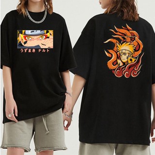 Naruto เสื้อยืด Naruto พิมพ์ด้านบน Harajuku อะนิเมะสไตล์พิมพ์หลวมรอบคอแขนสั้น