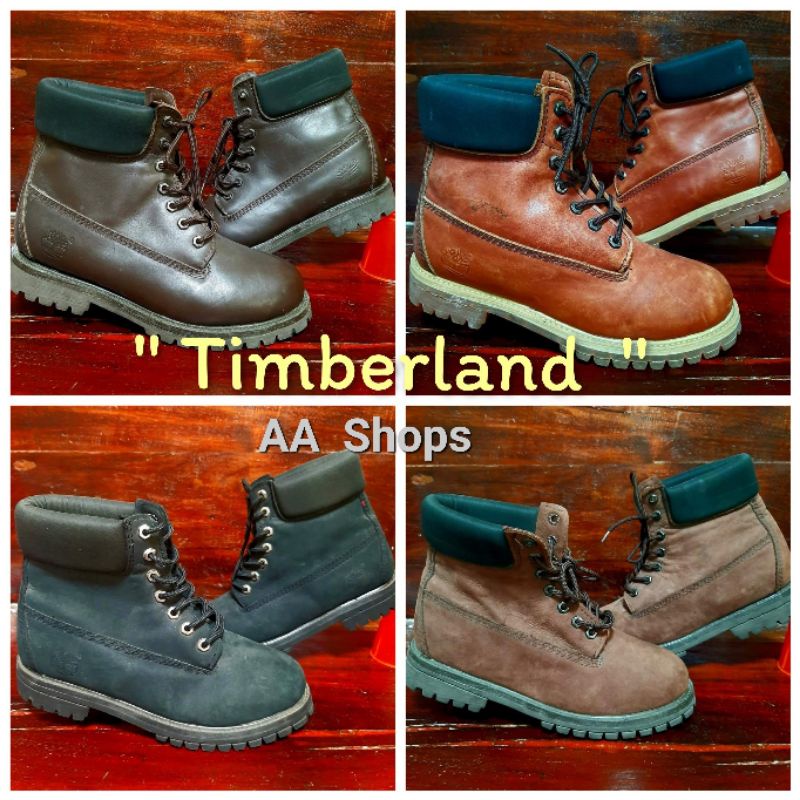 Timberland รองเท้าหนังแท้มือสอง รองเท้าหนังแบบเชือกผูกหุ้มข้อ