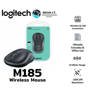 COINSคืน15%⚡FB9JMZV6⚡ LOGITECH M185 สีดำ WIRELESS MOUSE เม้าส์ไร้สาย รับประกัน 3 ปี