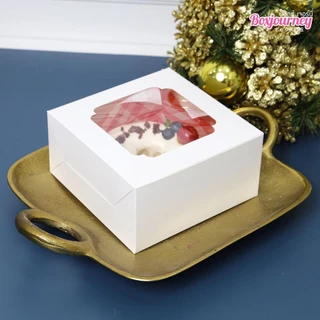 Boxjourney กล่องสแน็ค (กล่องเค้กครึ่งปอนด์) สีขาว/คราฟท์/พิมพ์ลาย (20 ใบ/แพ็ค) จัดเบรค กล่องใส่ขนม