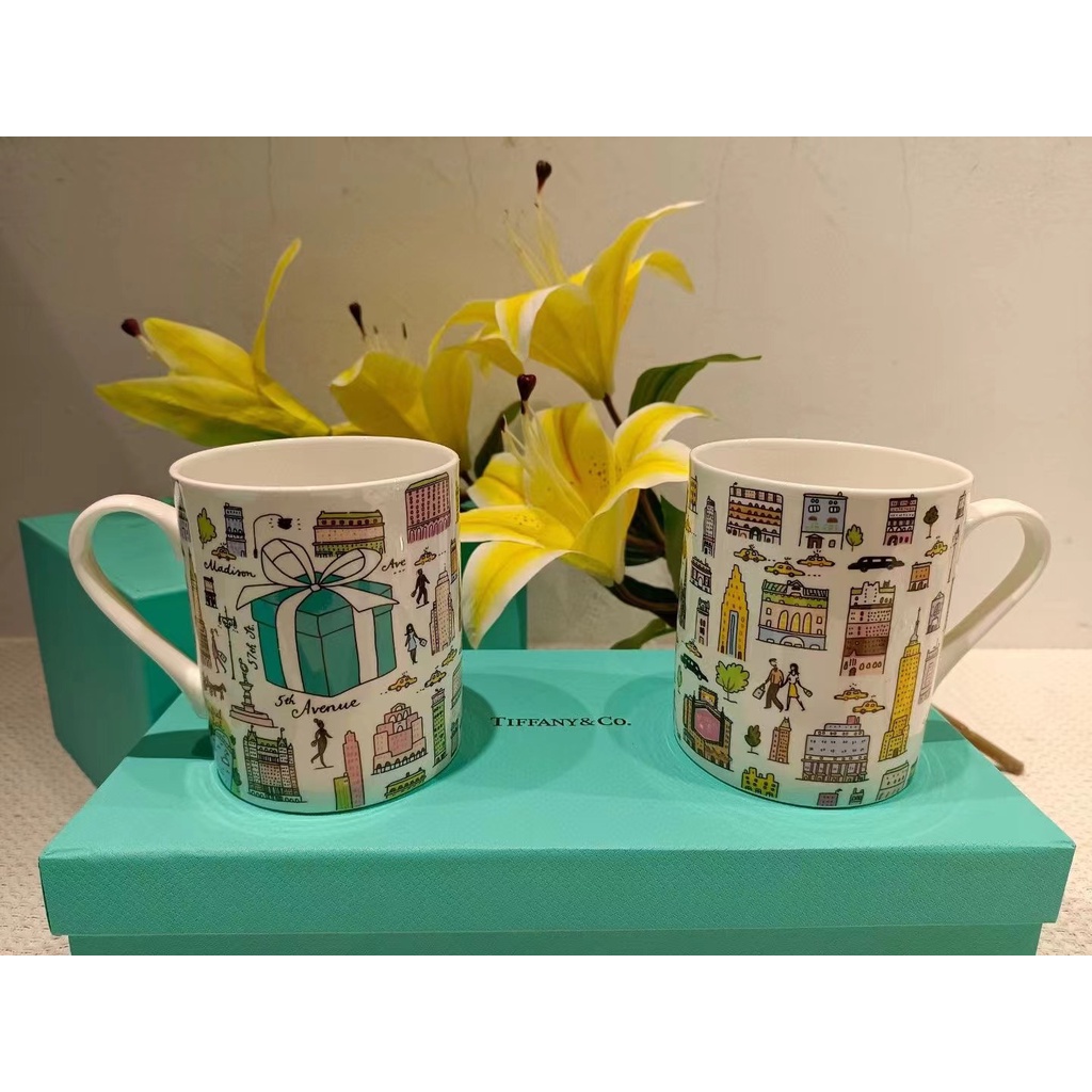 Tiffany mug, bone china, water cup, coffee cup, two gift boxes
