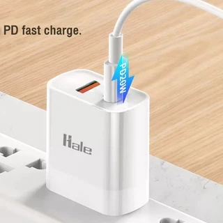 [แถมฟรี] ไม่รับประกันของแถม Hale ชาร์จเร็วแบบช่อง Quick Charger (2ช่อง) PD Fast Charger กระแสไฟชาร์จสูงสุด 22.5 w HCS-10