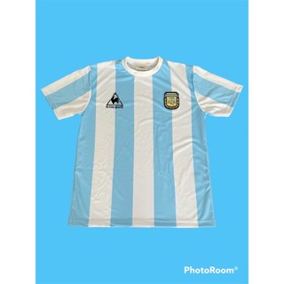 เสื้อกีฬาแขนสั้น ลายทีมชาติฟุตบอล Argentina 1986 สไตล์เรโทร