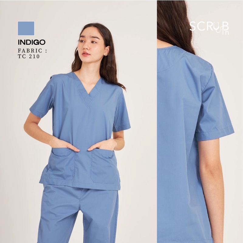 Scrub in | เสื้อ-กางเกงสครับ unisex สี Indigo รุ่น TC210
