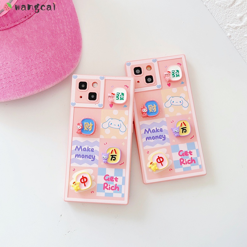 เคสโทรศัพท์มือถือนิ่ม เนื้อแมตต์ ลายการ์ตูนไพ่นกกระจอก Hello Kitty Kuromi Cinnamoroll Melody 3 มิติ แนวตลก สําหรับ iPhone 14 Plus 14 13 12 11 Pro Max