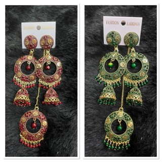 ชุดต่างหูและหน้าผากอินเดีย Earring Tikka Set Indian Earrings