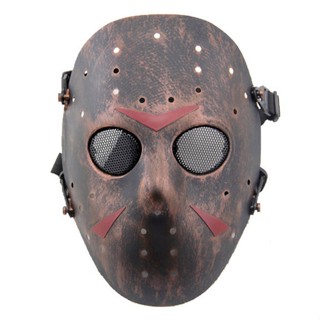 หน้ากาก Mask Friday The th วันศุกร์ที่ 13 Jason Voorhees เจสัน วอร์ฮีส์ C-3 สีดำตัดทองแดง วัสดุ PC เกรด A สุดโหด Horror