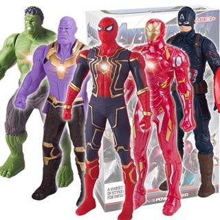 ตุ๊กตาฟิกเกอร์ Marvel Avengers 4 Iron Man Hulk Spider Man Joints พร้อมไฟ LED ของเล่นสําหรับเด็ก