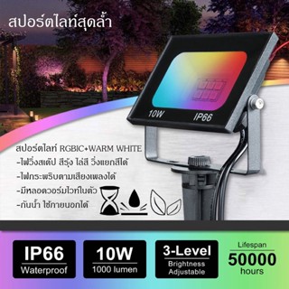 🌈สปอร์ตไลท์สุดล้ำ RGBIC ไฟวิ่ง ไฟรุ้ง 🌈มีหลอดวอร์มไวท์แท้ ไฟวิ่งสเต๊ป กระพริบตามเสียงเพลงได้ สปอร์ตไลท์ อัจฉริยะ