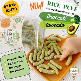 Begin (แบบกระปุกสุดคุ้ม)🌾 RicePuff ขนมเด็ก พัฟข้าวผสมผักอบกรอบ ORGANIC ไม่ปรุงรส ละลายในปาก