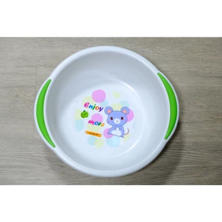 กะละมัง กะละมังอเนกประสงค์ กะละมังล้างผัก สีขาว ขนาด 30ซม. มีหูหิ้ว ลายการ์ตูน