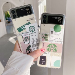 เคสโทรศัพท์มือถือ แบบแข็ง ลายชานมกาแฟ สําหรับ Samsung Galaxy Zflip3 ZFlip4 SM-F7110