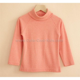 TLG-595 เสื้อแขนยาวเด็กผู้หญิง sweater คอเต่า สีส้มอิฐ