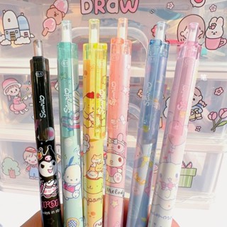 Sanrio ST ปากกาหมึกเจล สีดํา 0.5 มม. 6 ชิ้น ต่อชุด