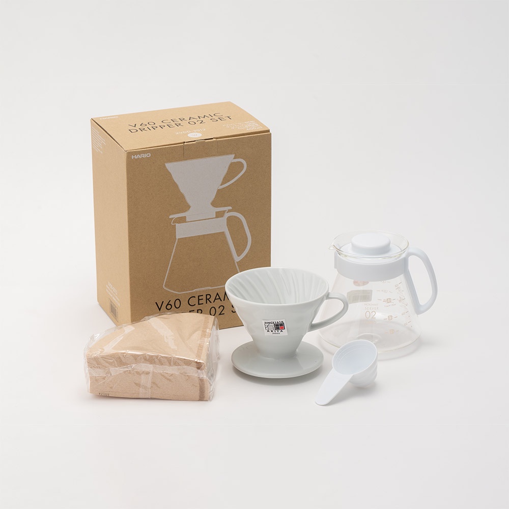 HARIO V60 Ceramic Dripper 02 Set For 1-4 cups white made in Japan XVDD-3012W