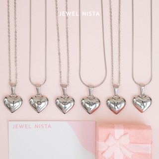 heart alphabet necklace [silver] สร้อยคอจี้ตัวอักษรหัวใจ [เงิน]