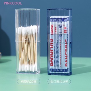 Pinkcool กล่องเก็บไม้จิ้มฟัน แบบใส แบบพกพา เดินทาง สําลีก้าน กล่องสําเร็จรูป ขายดี