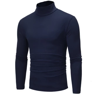 ชายเสื้อแขนยาวคอปกสูงบางหลวมแฟชั่นเกาหลีด้านในสวมใส่ด้านนอก