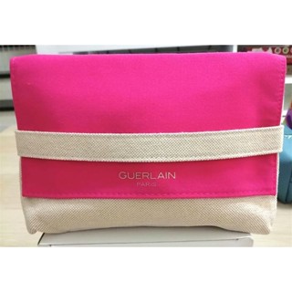 กระเป๋าผ้า Guerlain ขนาด 7.5"x6"ทรงครัชท์เรียบๆ สีชมพูสดตัดครีม มี2สี​ นะคะ​ ขอวแท้100%