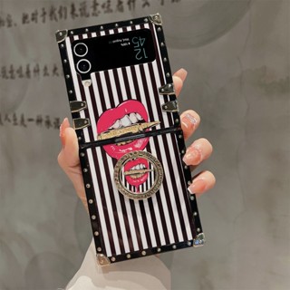 เคสมือถือ ทรงสี่เหลี่ยม พร้อมสายคล้อง หรูหรา กันรอยขีดข่วน สําหรับ Samsung Galaxy Z Flip3 5G Z Flip4 5G