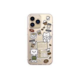 CaseStudi Cast Series เคสใส for 14 / 14 Plus / 14 Pro / 14 Pro Max - Coffee Cat