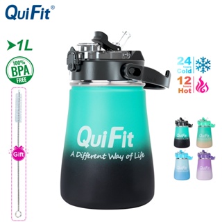 Quifit กระติกน้ําร้อน เย็น สเตนเลส มีฉนวนสุญญากาศ 1 ลิตร ไร้ BPA กันรั่วซึม ใช้ซ้ําได้ 24 ชั่วโมง