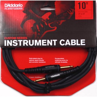 DAddario® PW-G-10 สายแจ็คกีตาร์ 3 เมตร ฉนวน 2 ชั้น หัวแจ็คชุบทอง (Custom Series Instrument Cable)