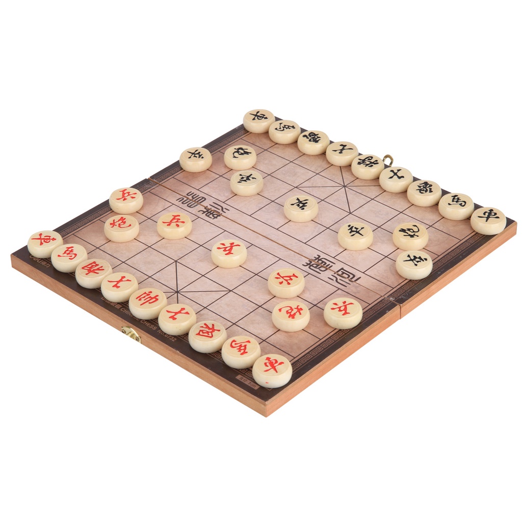 Wooden Chinese Chess Set Foldable Board Games Chinese Boxed Chess Game Basswood Pieces Giftl