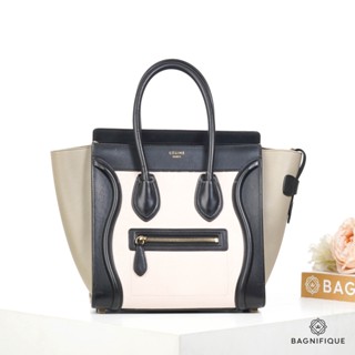 CELINE LUGGAGE MICRO PINK BLACK GREY LAMB GHW