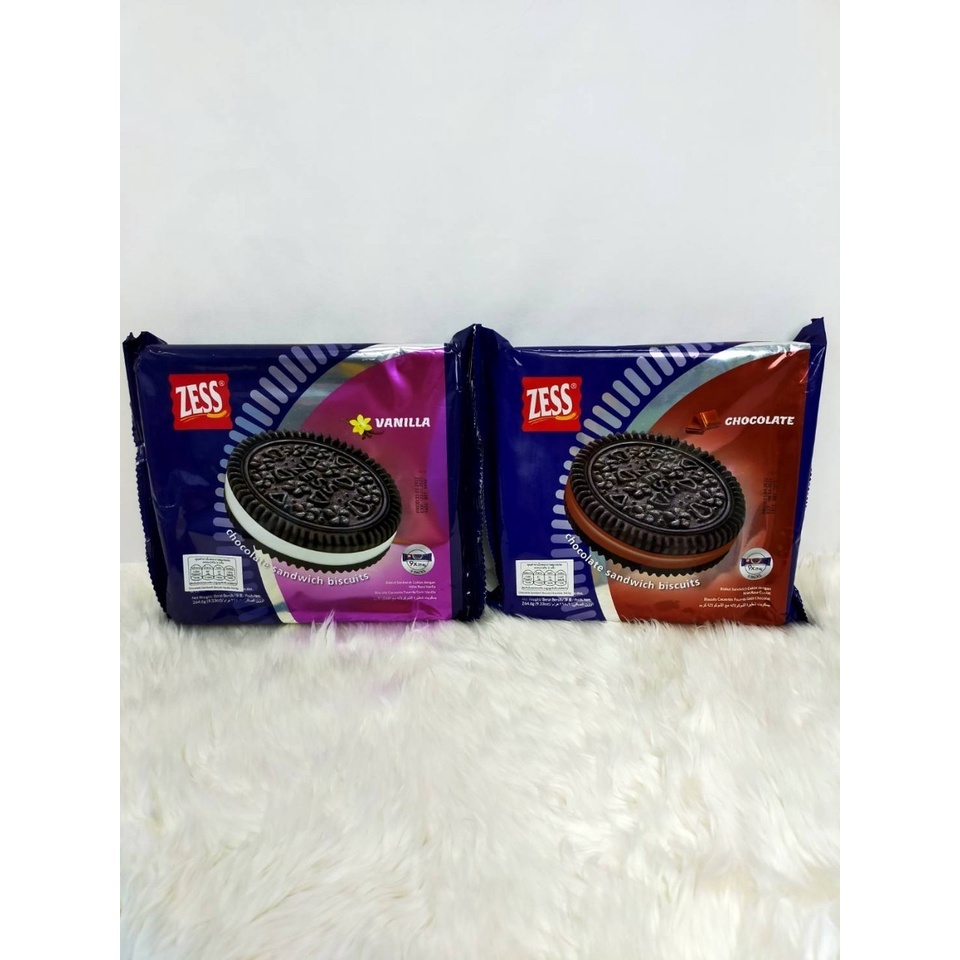 Zess บิสกิต ไส้ช็อกโกแลต วนิลา 1ห่อ x 9ซอง 265g | Chocolate Vanilla Sandwich Biscuits (Zess Brand) ค