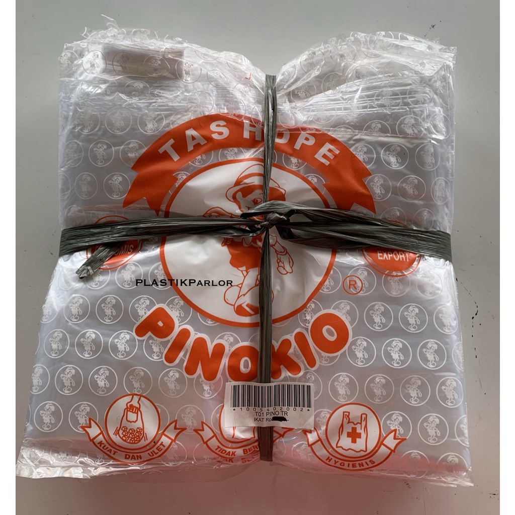 ขนาดถุงพลาสติก HDPE แบบใสยี่ห้อ Pinocchio กลางและเล็ก (1 พวง)